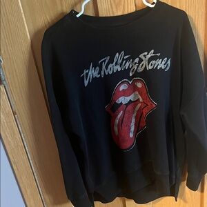 The Rolling Stones Black Crewneck with Red and Silver Logo